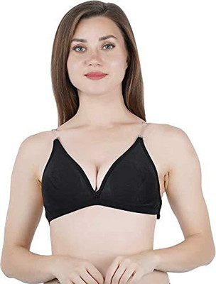 LX PRODUCTS Backless Bra with Transparent Straps Fancy Bra(COLOUR MAY VARY) Women Push-up Non Padded Bra(Black)