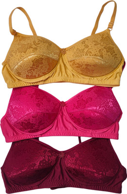 DA CREATIONS PACK OF 3 WOMEN NET MULTICOLOR PUSH-UP LIGHT PADDED BRA Women Push-up Lightly Padded Bra(Multicolor)