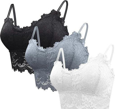 VS Beauti Women Bralette Lightly Padded Bra(Black, White, Grey)