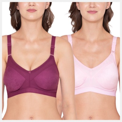 SOUMINIE Souminie Seamless Non padded Cotton Minimizer T-Shirt Bra Women Minimizer Non Padded Bra(Purple, Pink)