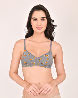 UNIFITFASHION Padded Lily-Ped Self Design Full Coverage Women's Nylon Grey (34-B Cup) Women Full Coverage Lightly Padded Bra(Grey)