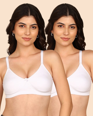 KOMLI Komli Bonded Breathable Cotton Full Coverage Non-Padded Bra Women T-Shirt Non Padded Bra(White)