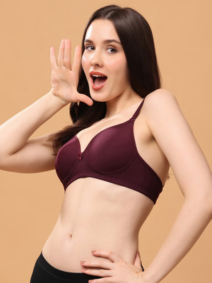 Floret Convertible Straps T-Shirt Bra Lightly Padded & Medium Coverage Women Bralette Lightly Padded Bra(Purple)