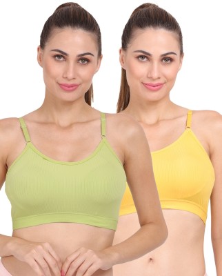 AMOUR SECRET Women Sports Lightly Padded Bra(Light Green, Yellow)