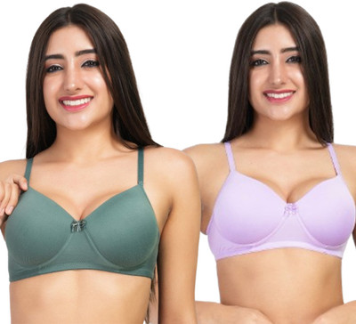 Ladyland CAT PADDED BRA Women Full Coverage Lightly Padded Bra(Green, Blue)