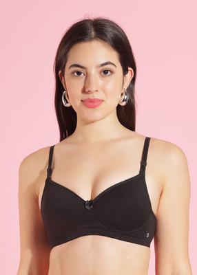 Dollar Missy Pack of 1 Cotton with Stretchy Elastane Thin Padded T-Shirt Women Everyday Heavily Padded Bra(Black)