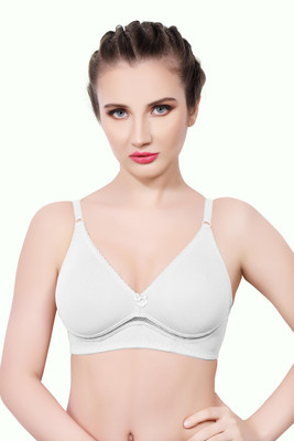 INTIHUG Women's Wireless Seamless Bra Ultra-Soft Push Up Full Coverage Bra Women Everyday Non Padded Bra(White)