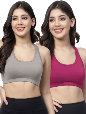 Docare JerrySports Double Layered Women Sports Non Padded Bra(Grey, Pink)