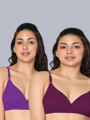Eden EDEN02PURPLEMGREY Women T-Shirt Non Padded Bra(Purple, Grey)