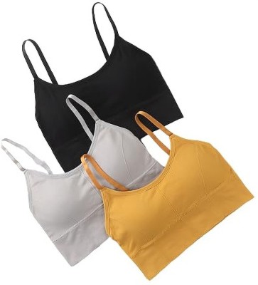 JIKADARA 646BRA FOR WOMEN AND GIRL BLACK_GRYE_YELLOW [ SIZE 28 TO 34 } Women Everyday Lightly Padded Bra(Multicolor)