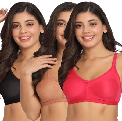 Docare Crystal Double Layered Women Minimizer Non Padded Bra(Black, Brown, Pink)