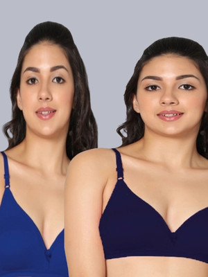 Eden EDEN02ROYALBLUENAVYBLUE Women T-Shirt Non Padded Bra(Dark Blue)