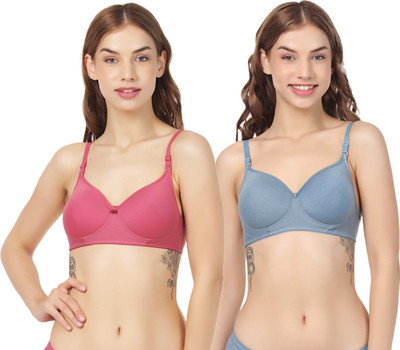 Funahme Seamless Full Coverage Non Padded Bra Women Everyday Non Padded Bra(Multicolor)