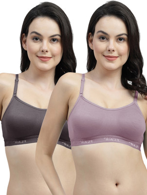 Shyam Sons FLAIR NWBrezza Women Sports Non Padded Bra(Purple, Grey)
