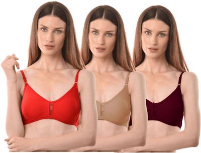 Vanila Seamless Cotton Bra for Women & Girls Comfortable & Supportive Bra Women Everyday Non Padded Bra(Red, Beige, Maroon)