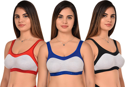 Yana Women Sports Non Padded Bra(Black, Red, Blue, Grey)
