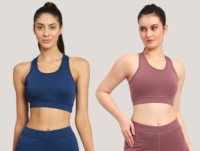 BEING RUNNER Women Sports Non Padded Bra(Blue, Pink)