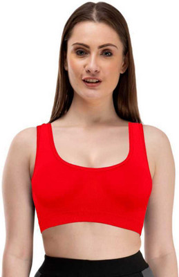 SWIFFIN Women's Seamless Padded Sports Bra with Full Coverage Women Sports Lightly Padded Bra(Red)