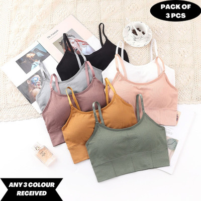 MAHEK CREATIVE Women Cami Bra Lightly Padded Bra(Multicolor)