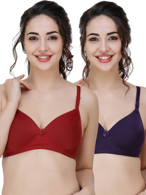 COLLEGE GIRL Hellopad ComboPO2 Women Everyday Lightly Padded Bra(Maroon, Purple)