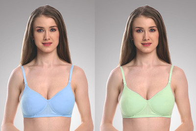 SLOPPY JOE Women Balconette Lightly Padded Bra(Blue, Light Green)