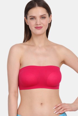 s k traders Women's Stretchable Seamless Nylon Non Padded Tube Bra Women Minimizer Non Padded Bra(Pink)