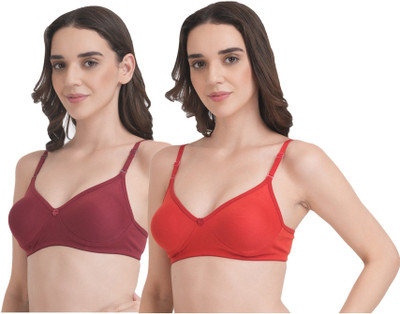 ASINA Plain Molded Seamless Cups Women Everyday Non Padded Bra(Red, Maroon)