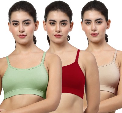 LILY stropsazil Women Sports Non Padded Bra(Green, Maroon, Brown)