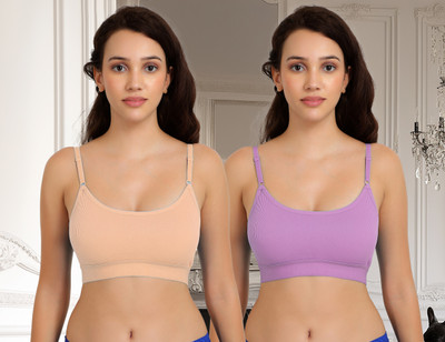 PIBU C_Goma Bra Women Minimizer Non Padded Bra(Brown, Purple)