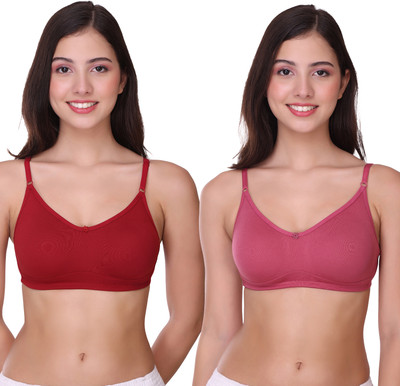 POOJA RAGENEE MQ3027 Women Everyday Non Padded Bra(Maroon, Pink)