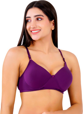Velvet Bloom Cotton-Rich Full Coverage Solid Padded Bra For Women Women Push-up Lightly Padded Bra(Purple)