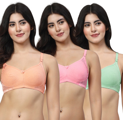 LILY inimad Women Everyday Non Padded Bra(Orange, Pink, Green)