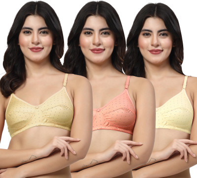 LILY egatniv Women Everyday Non Padded Bra(Beige, Orange, Yellow)