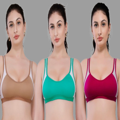 KGN RETINA Sport Bra For Women Women Sports Non Padded Bra(Beige, Green, Pink)