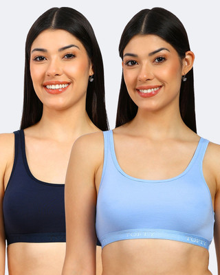 TOFTY Women Sports Non Padded Bra(Light Blue, Dark Blue)