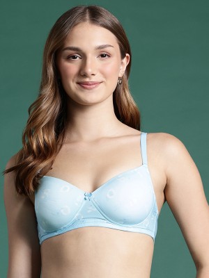 LEADING LADY Leading Lady Women's Printed Lightly Padded Non Wired T-Shirt Bra | Everyday Bra Women T-Shirt Lightly Padded Bra(Light Blue)