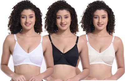 BodyAan Women Full Coverage Non Padded Bra(White, Black, Beige)