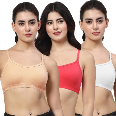 LILY 3321 Women Sports Non Padded Bra(Orange, White, Pink)