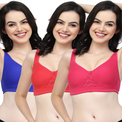 COLLEGE GIRL Women Everyday Non Padded Bra(Pink, Red, Dark Blue)