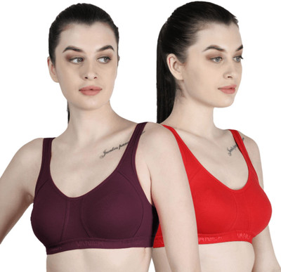 Vanila B Cup Size Seamless and Comfortable Cotton Slip-On(Size 38, Pack of 2) Women Sports Non Padded Bra(Purple)