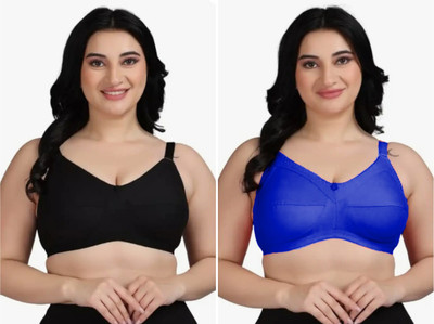 rayyans Women Full Coverage Non Padded Bra(Black, Red)