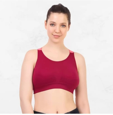 BRANKLY Women Cami Bra Lightly Padded Bra Women Cami Bra Lightly Padded Bra(Maroon)