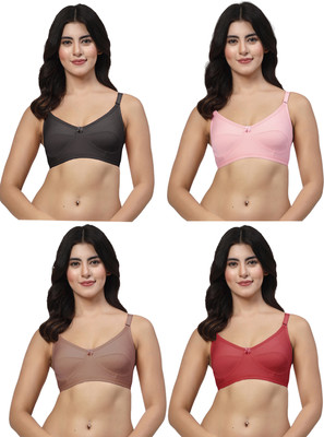 LILY akihdar Women Minimizer Non Padded Bra(Pink, Black, Maroon, Maroon)