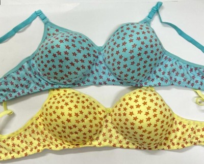 CALCADOS Combo pack of 2 Women Push-up Lightly Padded Bra(Yellow, Blue)