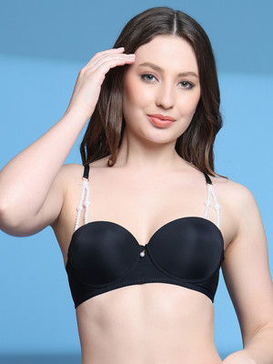 PrivateLifes PrettyCat Ligthtly Padded Solid Balconette Bra For Women Women Balconette Lightly Padded Bra(Black)