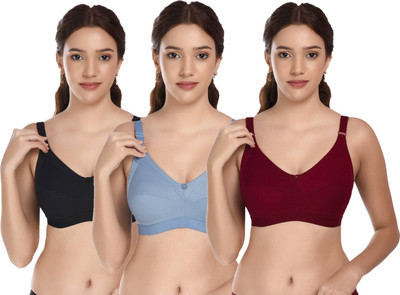 ZerrinLibaas Black Grey Maroon 40B minimizer bra seamless design comfy full coverage Women Full Coverage Non Padded Bra(Multicolor)
