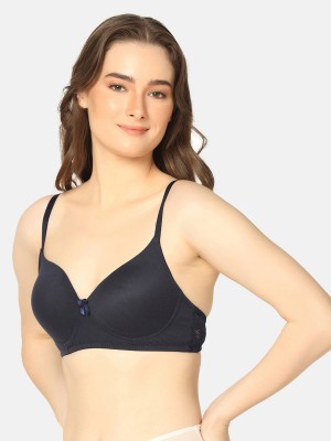 Curvy Love Seamless Tshirt Women T-Shirt Lightly Padded Bra(Dark Blue)