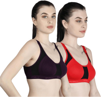 Vanila Women’s Seamless Colorblock sports bra Women Sports Non Padded Bra(Red, Purple)