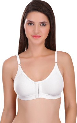 Featherline Seamless Non Padded Non Wired Everyday Womens Front Open T-Shirt Bra Women T-Shirt Non Padded Bra(White)