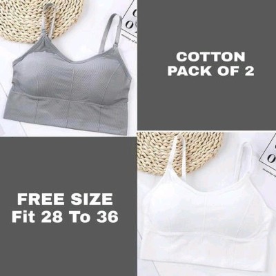 Rugleyne Women bra Cotton bra Women Everyday Lightly Padded Bra(Grey, White)